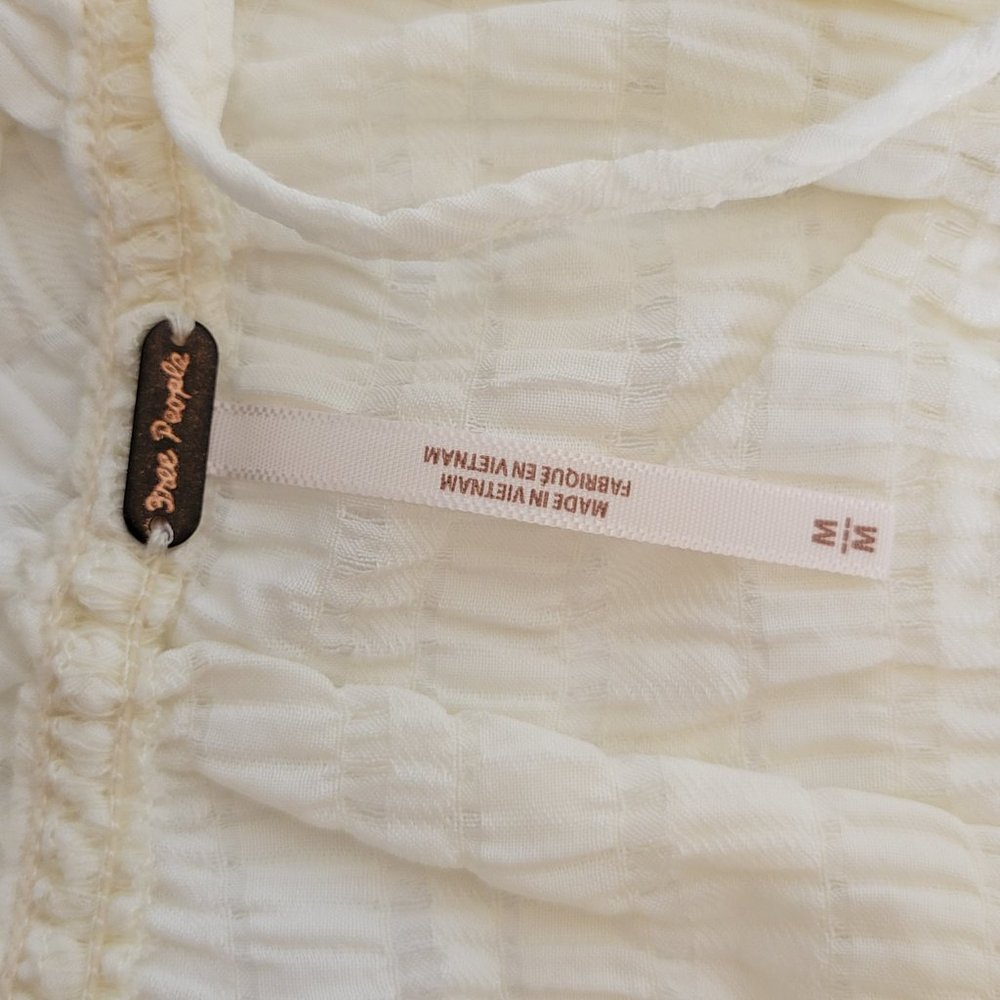 Free People Hailey Crop L/S Midriff Blouse Cream Size M NWT - Picture 8 of 12